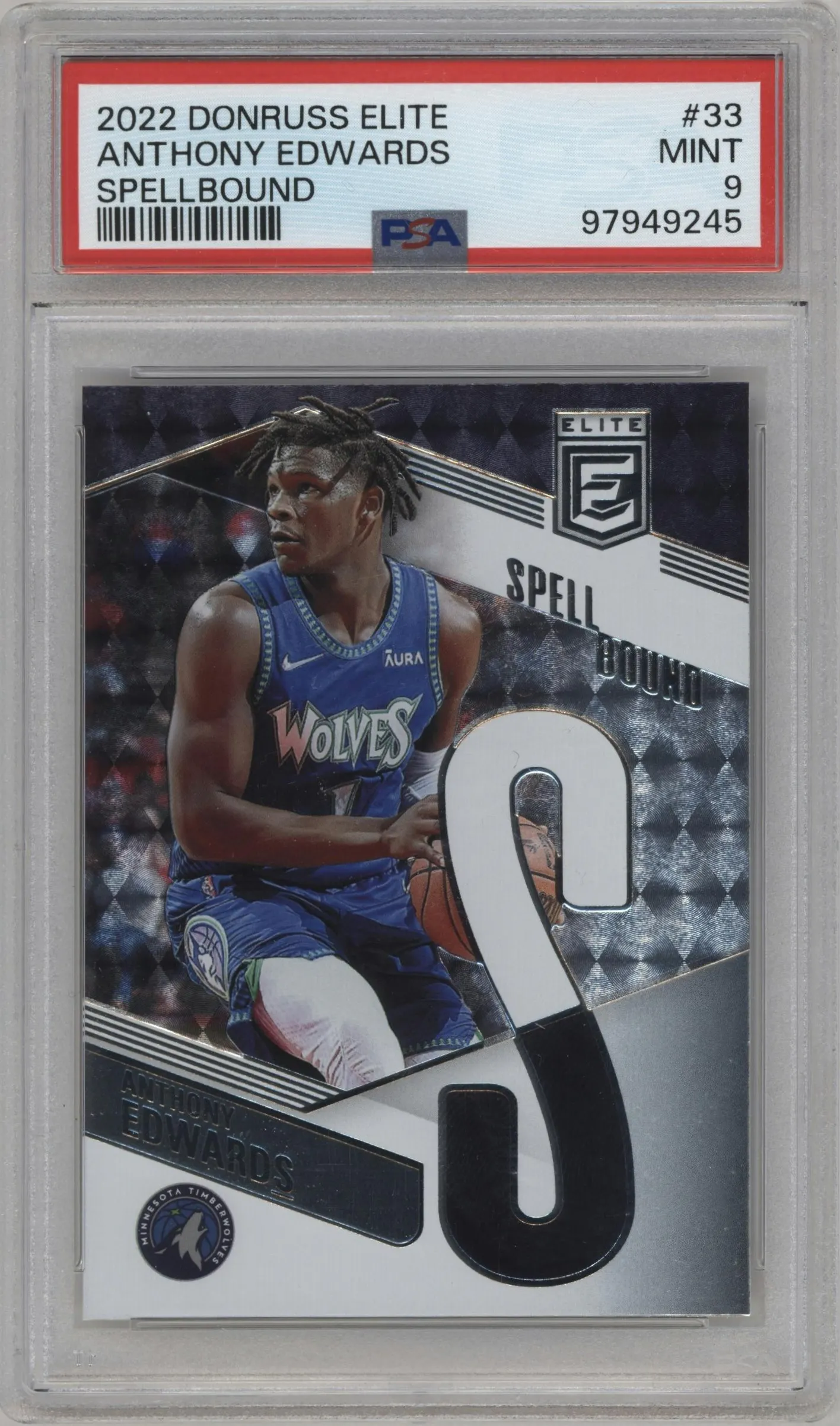 2022 Donruss Elite Spellbound Anthony Edwards #33 PSA 9