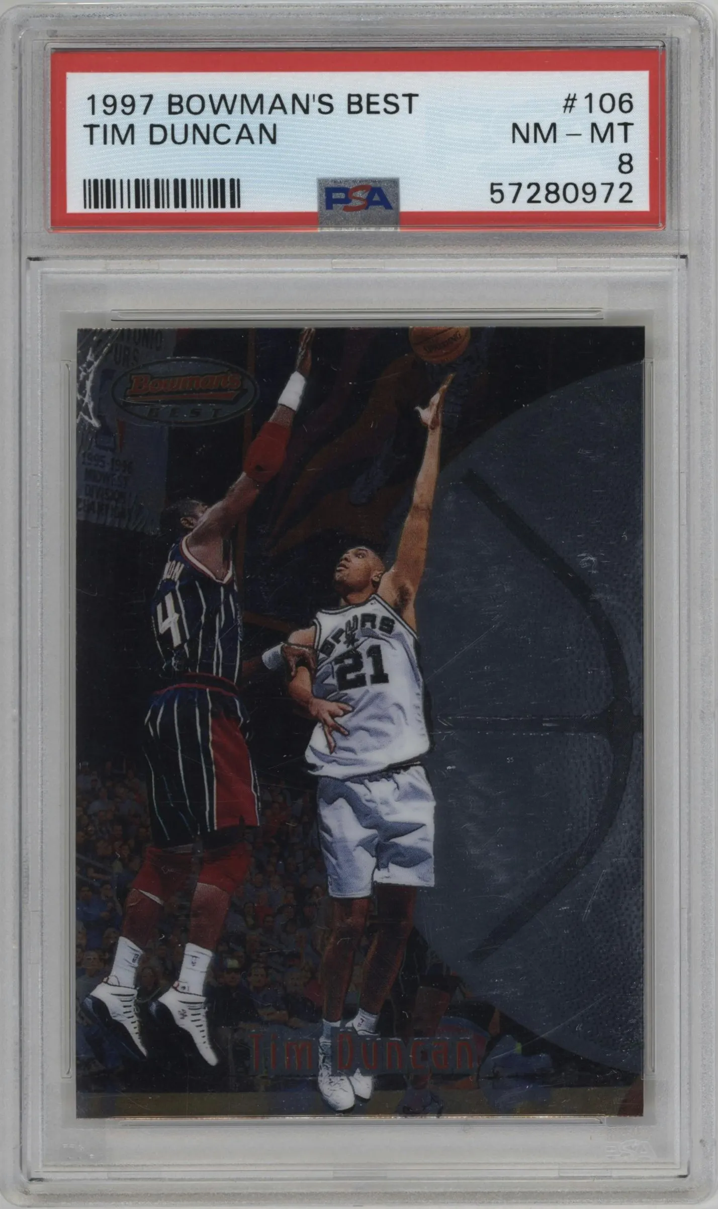 1997 Bowman's Best Tim Duncan #106 PSA 8