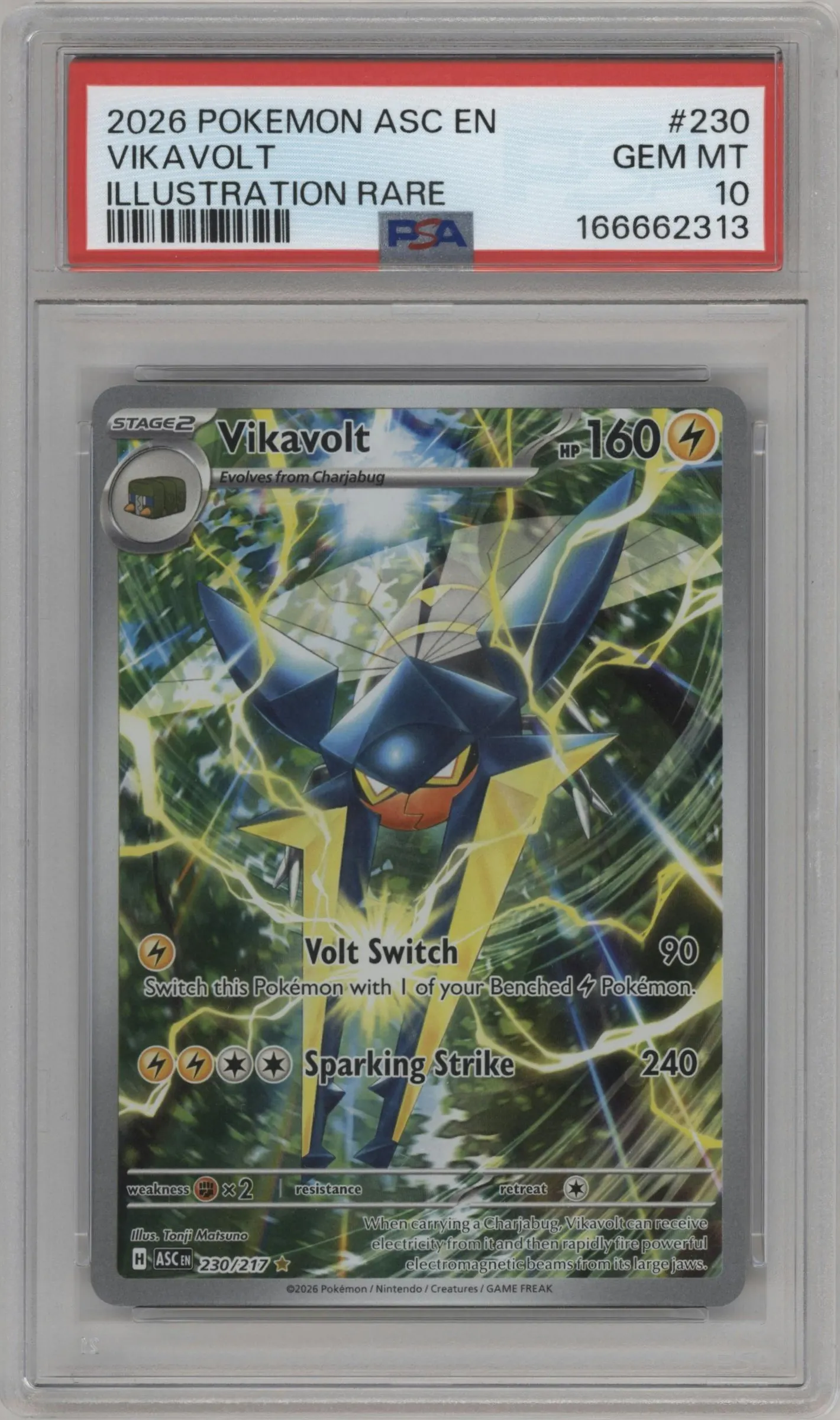 2026 Pokemon Mega Evolution Ascended Heroes Vikavolt #230 PSA 10