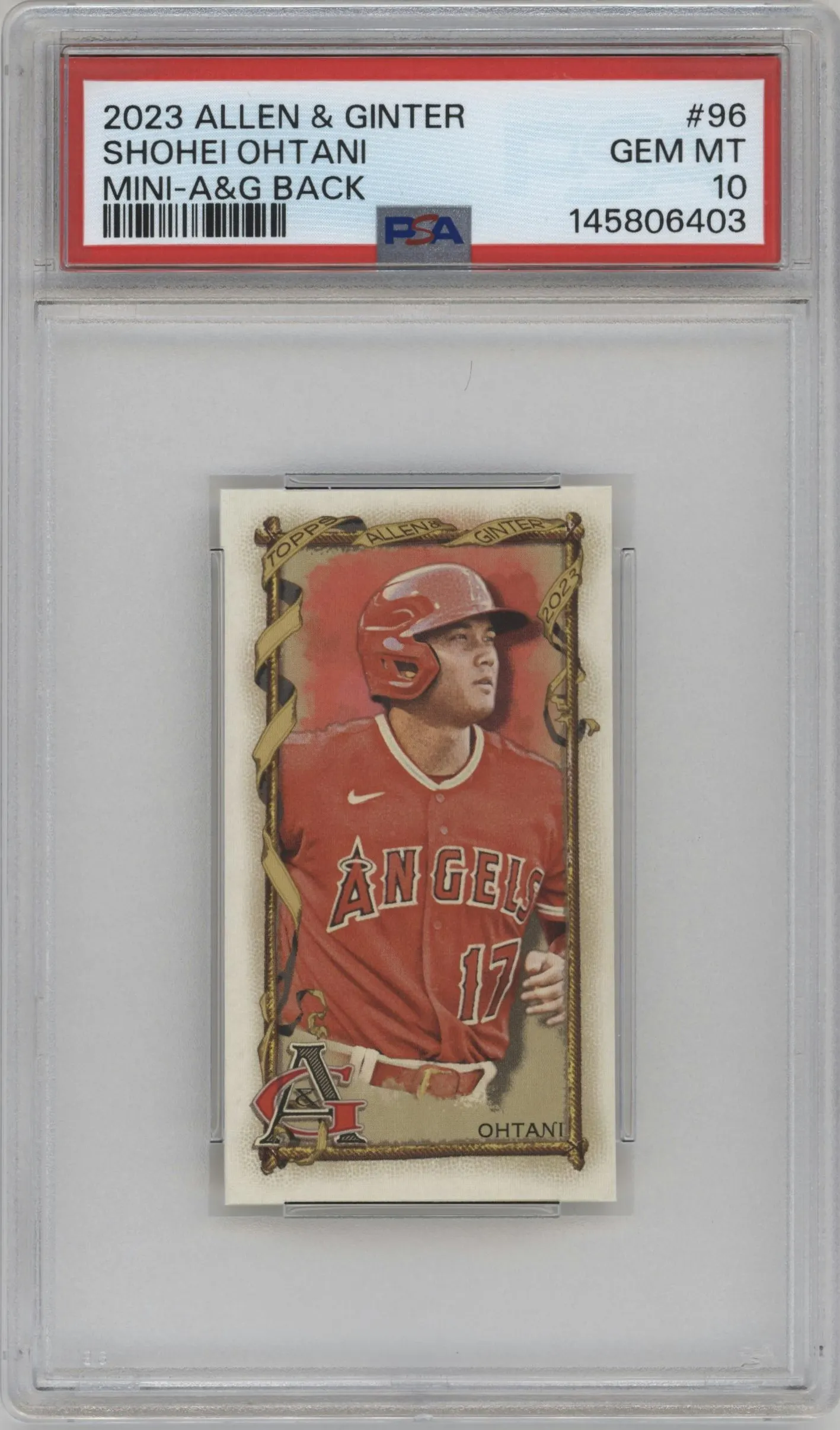 2023 Topps Allen & Ginter Mini Shohei Ohtani A&G Back #96 PSA 10
