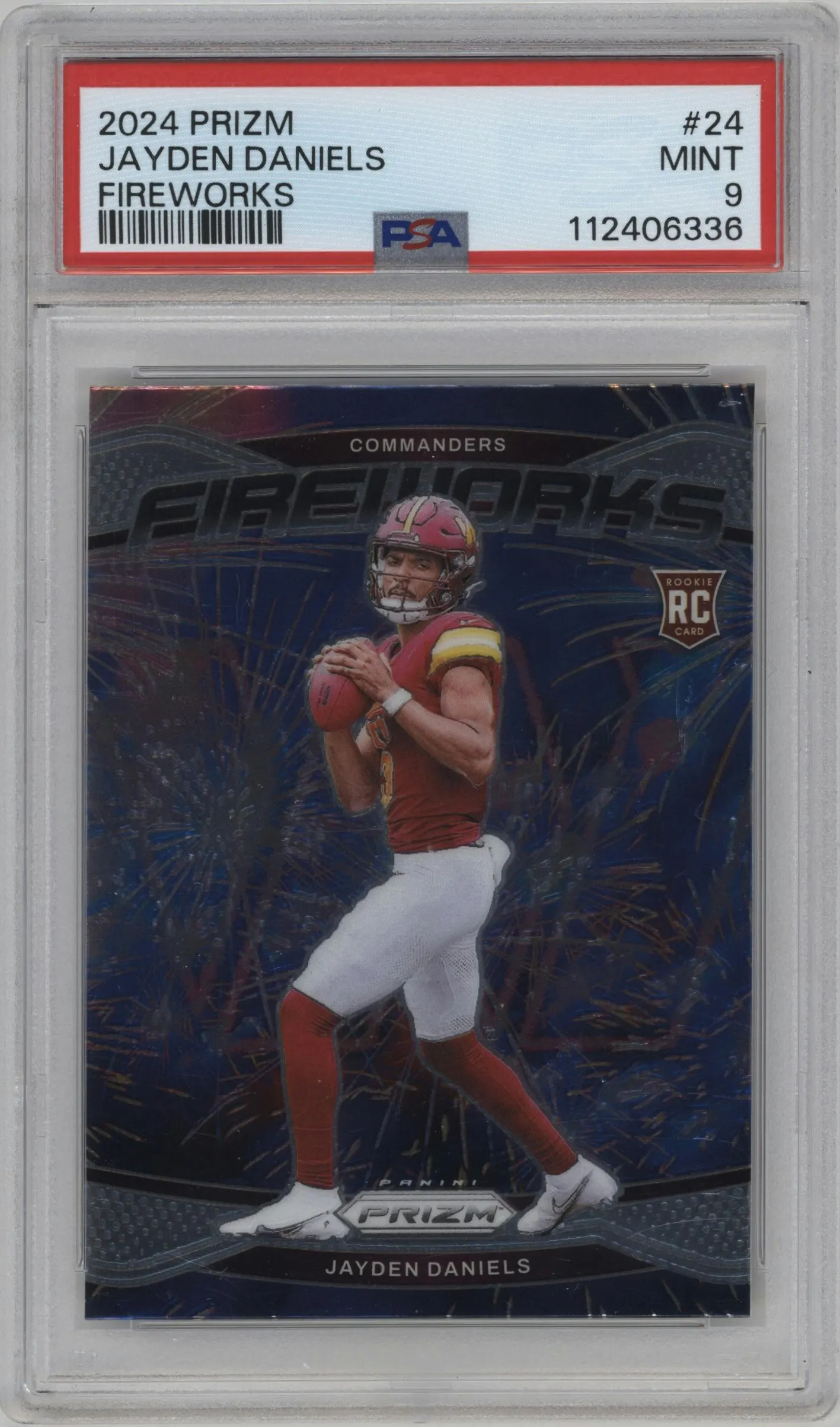 2024 Panini Prizm Fireworks Jayden Daniels #24 PSA 9