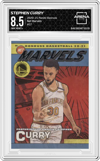 2020 Panini Donruss Net Marvels Stephen Curry #17 ARENA CLUB 8.5