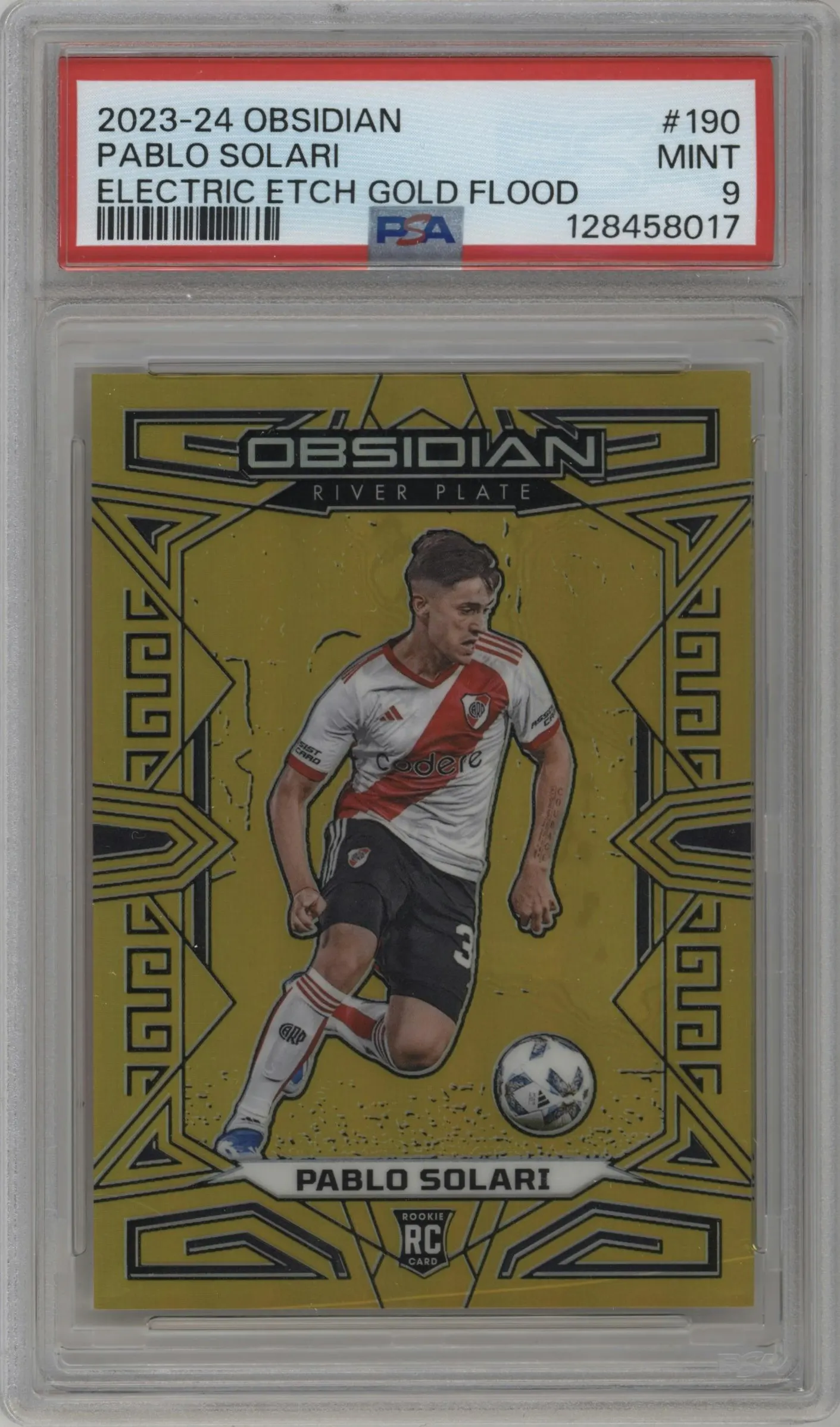 2023 Panini Obsidian Pablo Solari Electric Etch Gold Flood #190 PSA 9
