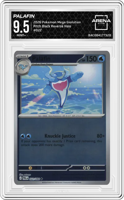 2026 Pokemon Mega Evolution Pitch Black Palafin #022 ARENA CLUB 9.5
