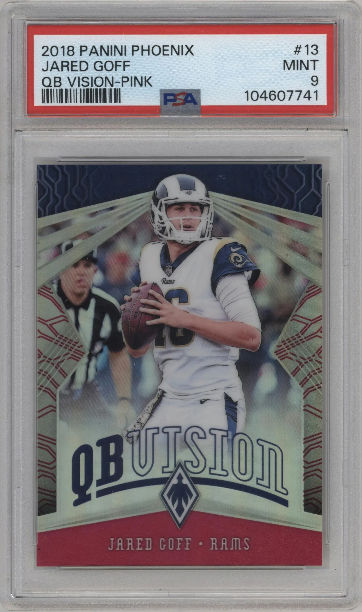 2018 Panini Phoenix QB Vision Jared Goff Pink #13 PSA 9