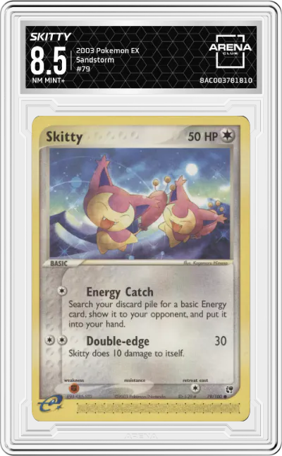 2003 Pokemon EX Sandstorm Skitty ARENA CLUB 8.5
