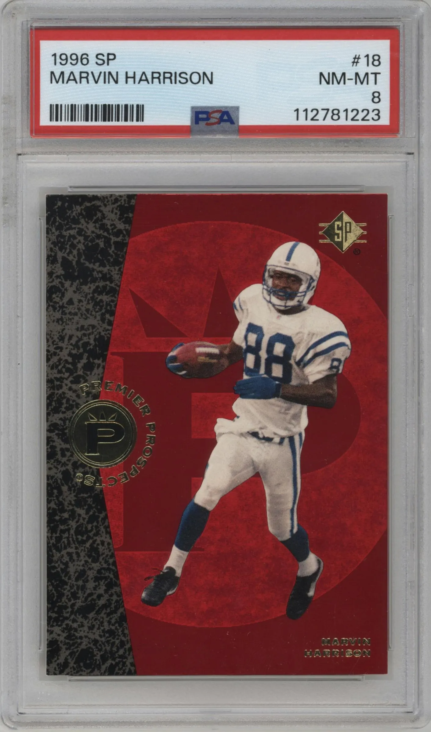 1996 Upper Deck SP Marvin Harrison #18 PSA 8
