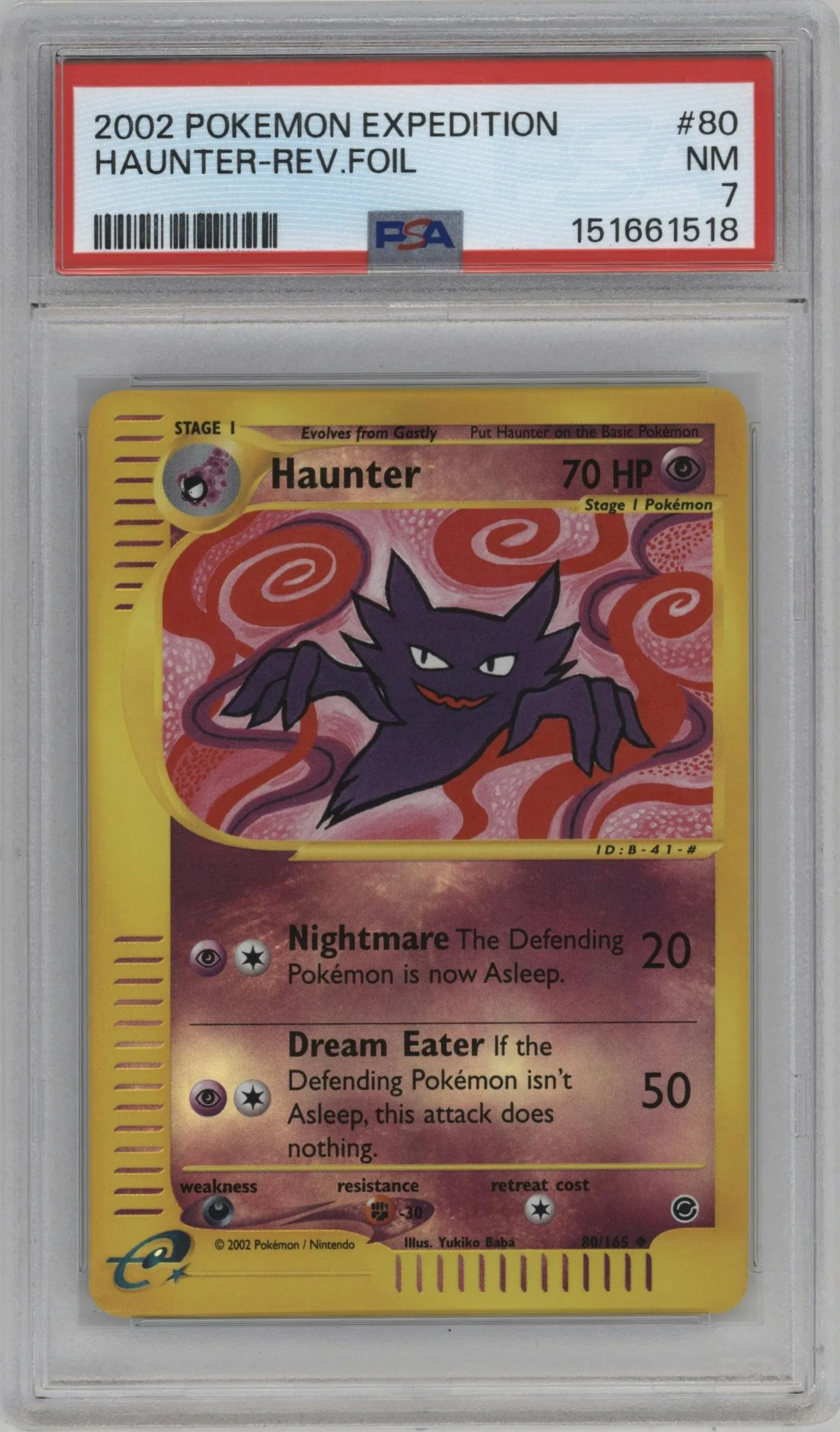 2002 Pokemon E-CARD Expedition Haunter #80 PSA 7