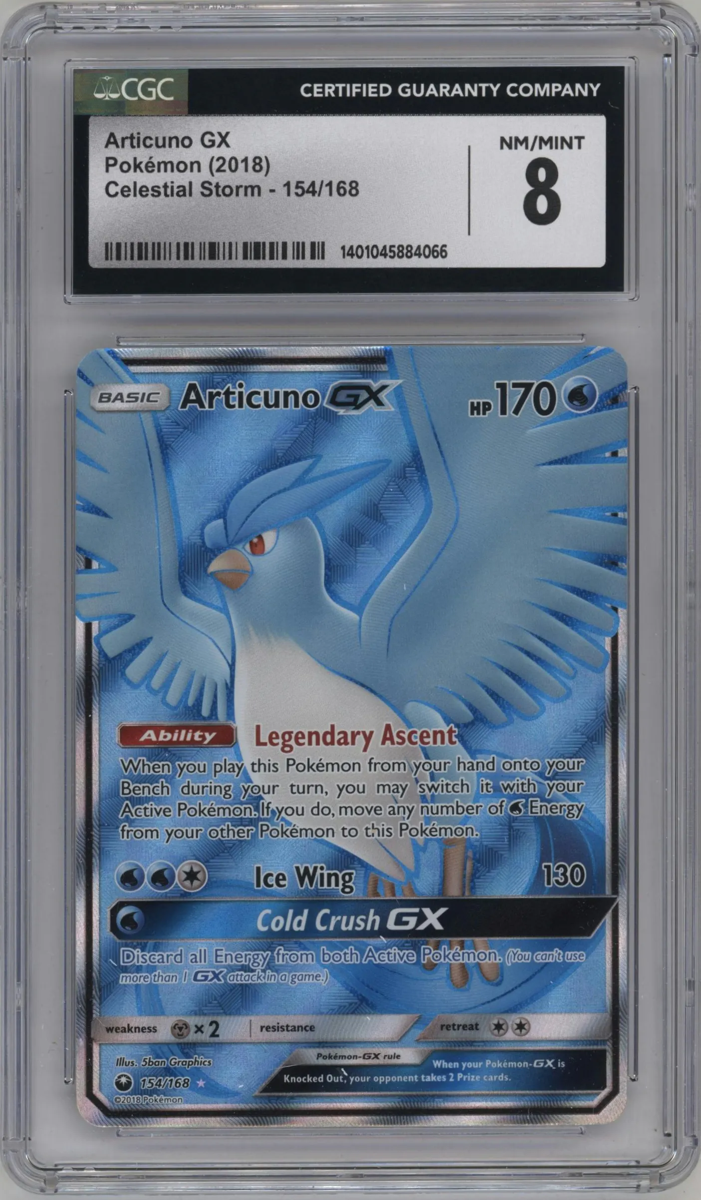 2018 Pokemon S&M Celestial Storm Articuno GX #154 CGC 8