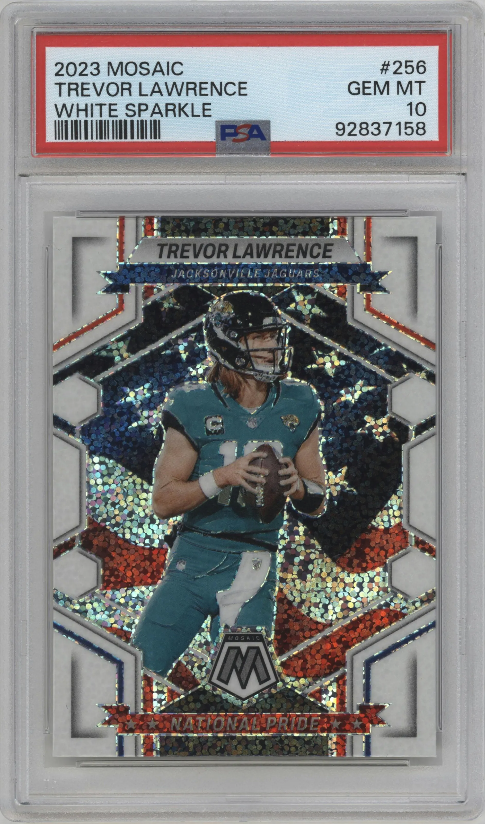 2023 Panini Mosaic Trevor Lawrence White Sparkle #256 PSA 10