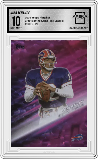 2026 Topps Flagship Greats of the Game Jim Kelly Pink Crackle #GOTG-19 ARENA CLUB 10