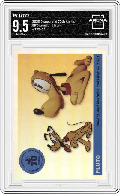 2025 Topps Disneyland 70th Anniversary 95'Disneyland Icons Pluto ARENA CLUB 9.5