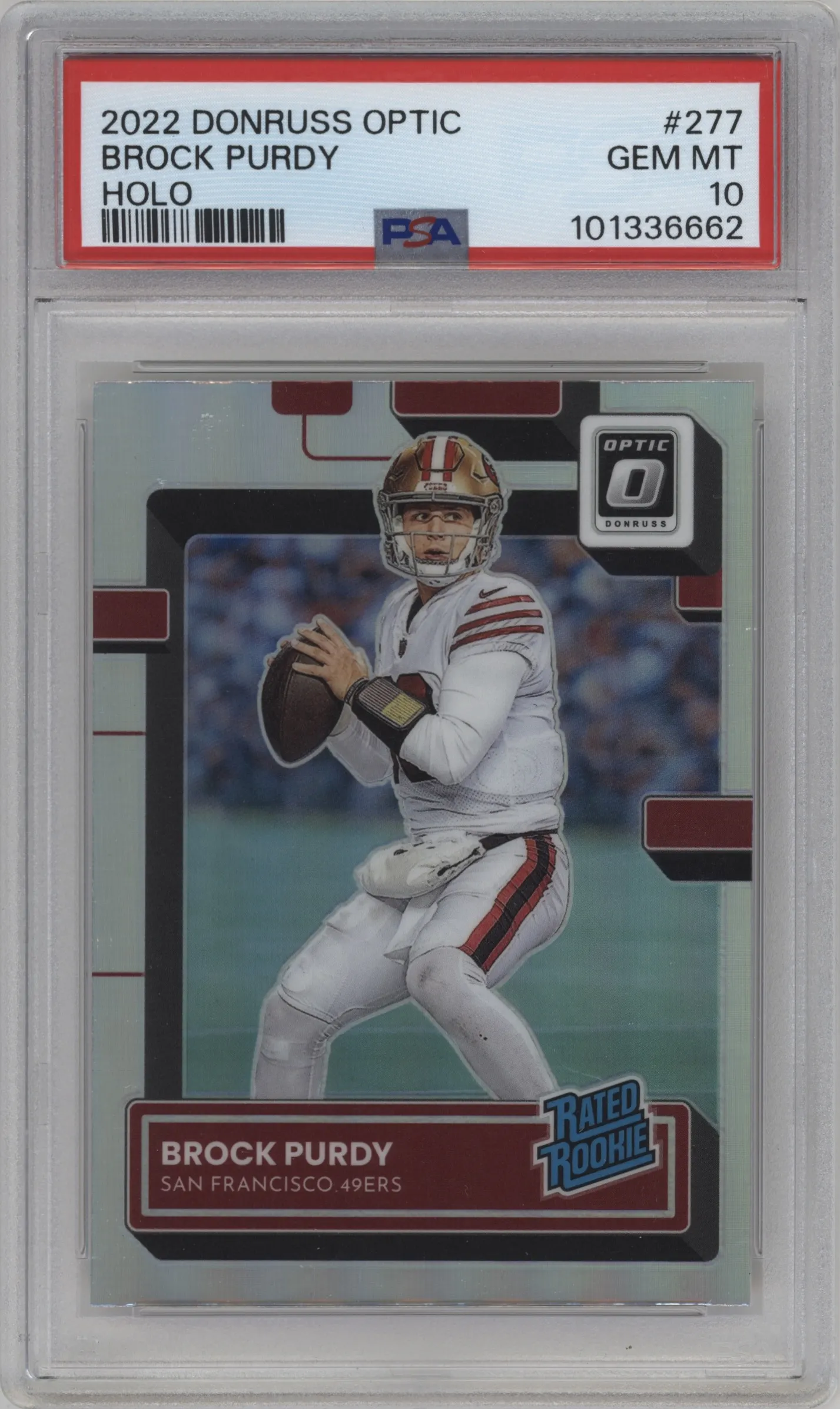 2022 Panini Donruss Optic Rated Rookie Brock Purdy Holo #277 PSA 10