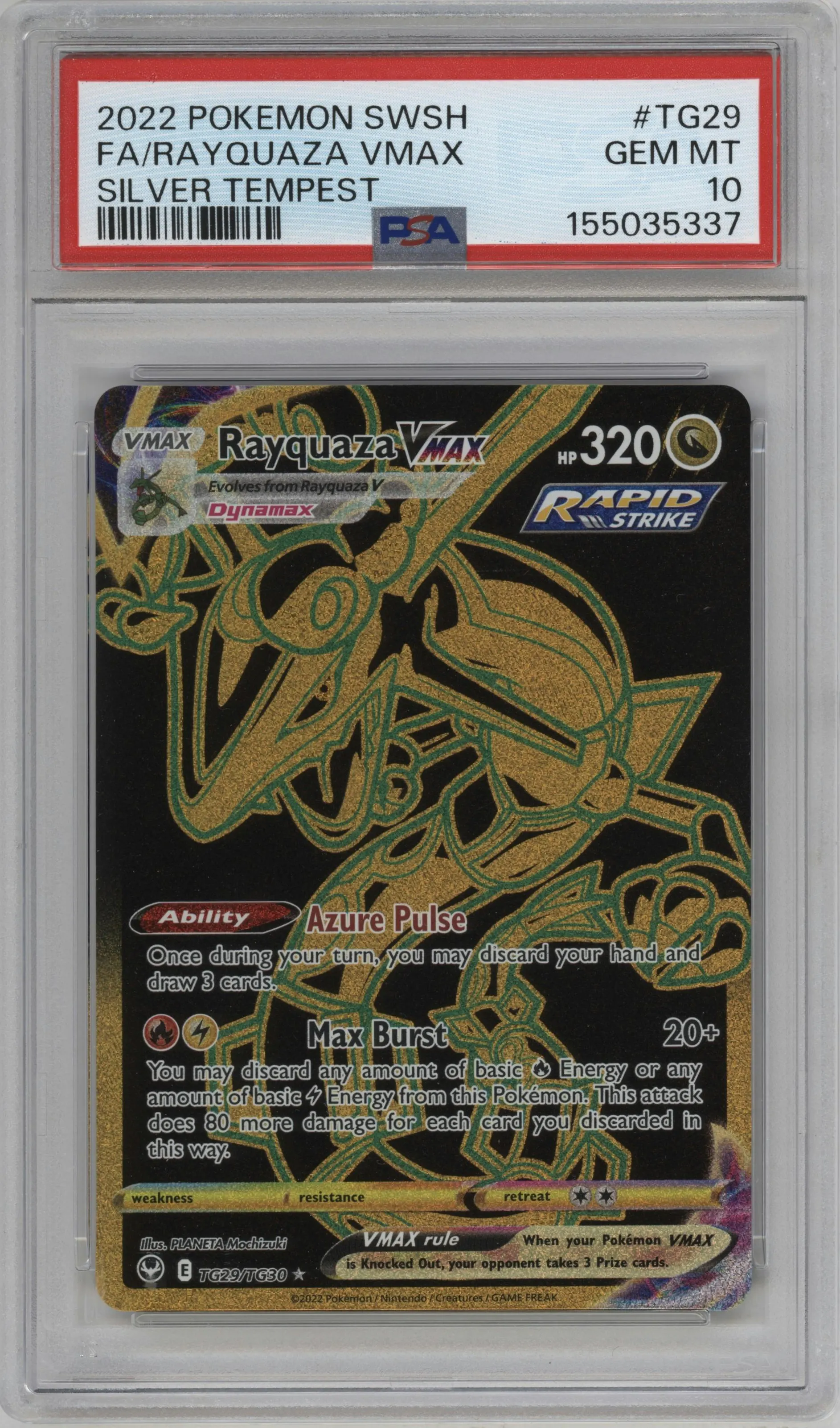 2022 Pokemon SWSH Silver Tempest TG Rayquaza VMAX #TG29 PSA 10