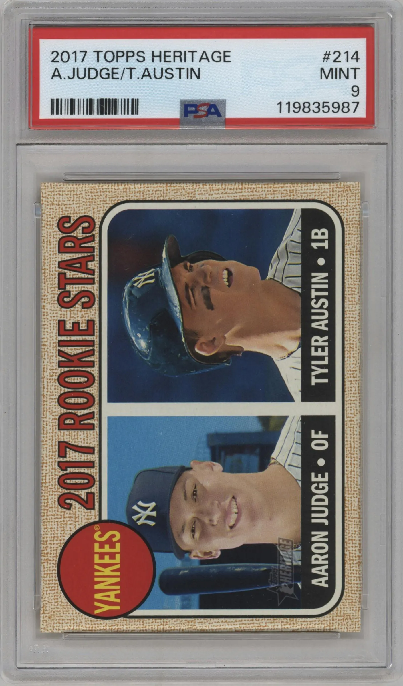 2017 Topps Heritage Aaron Judge/Tyler Austin PSA 9