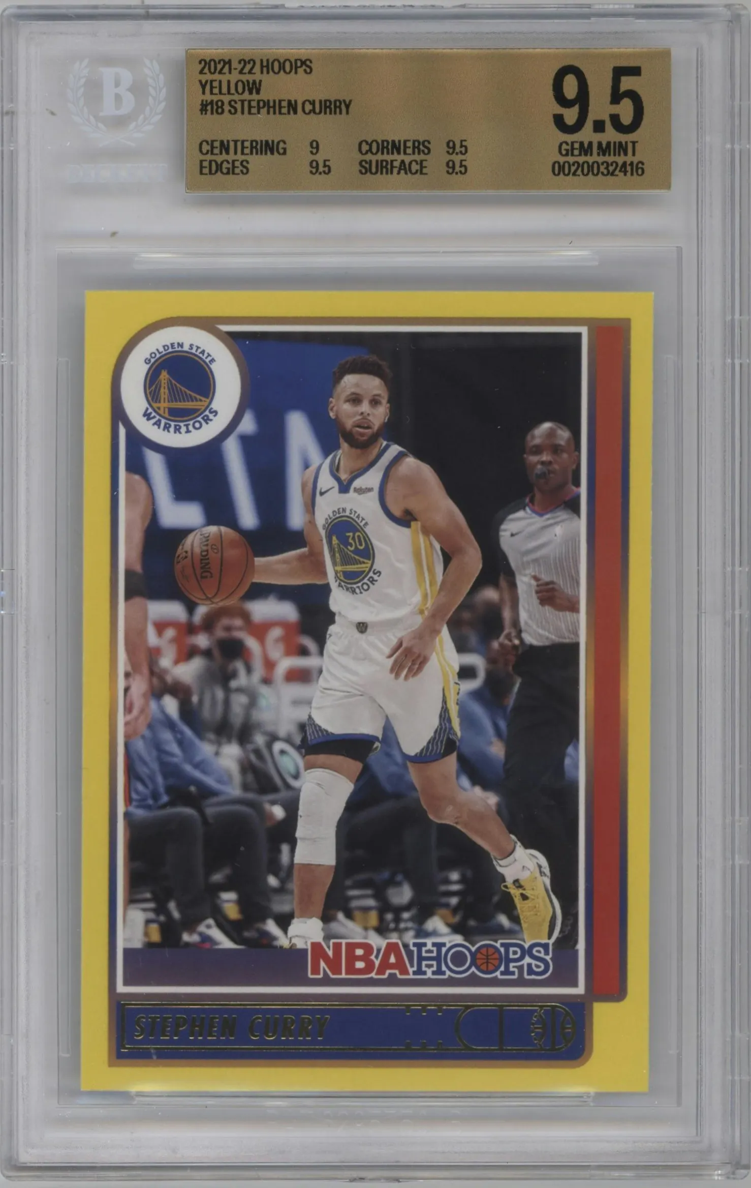2021 Panini NBA Hoops Stephen Curry Yellow BGS 9.5