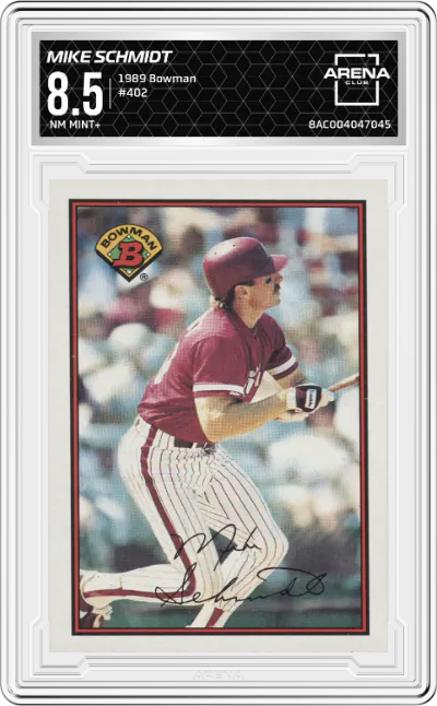 1989 Bowman Mike Schmidt #402 ARENA CLUB 8.5