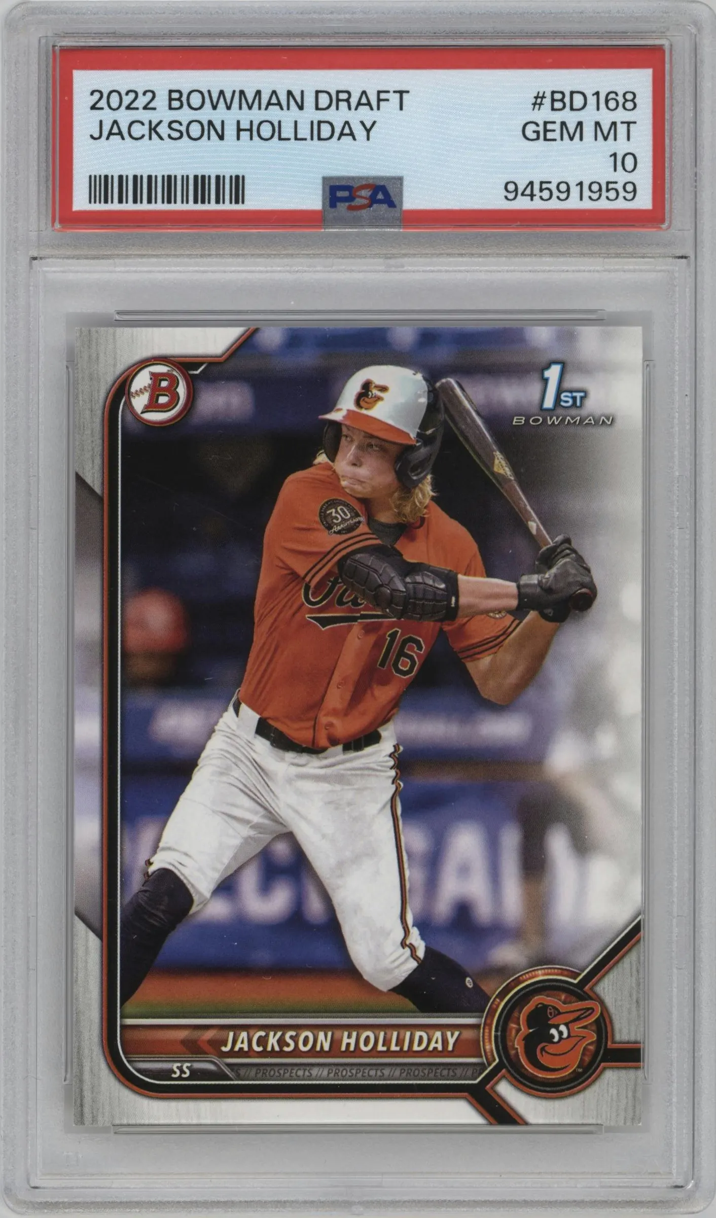 2022 Bowman Draft Jackson Holliday #BD-168 PSA 10
