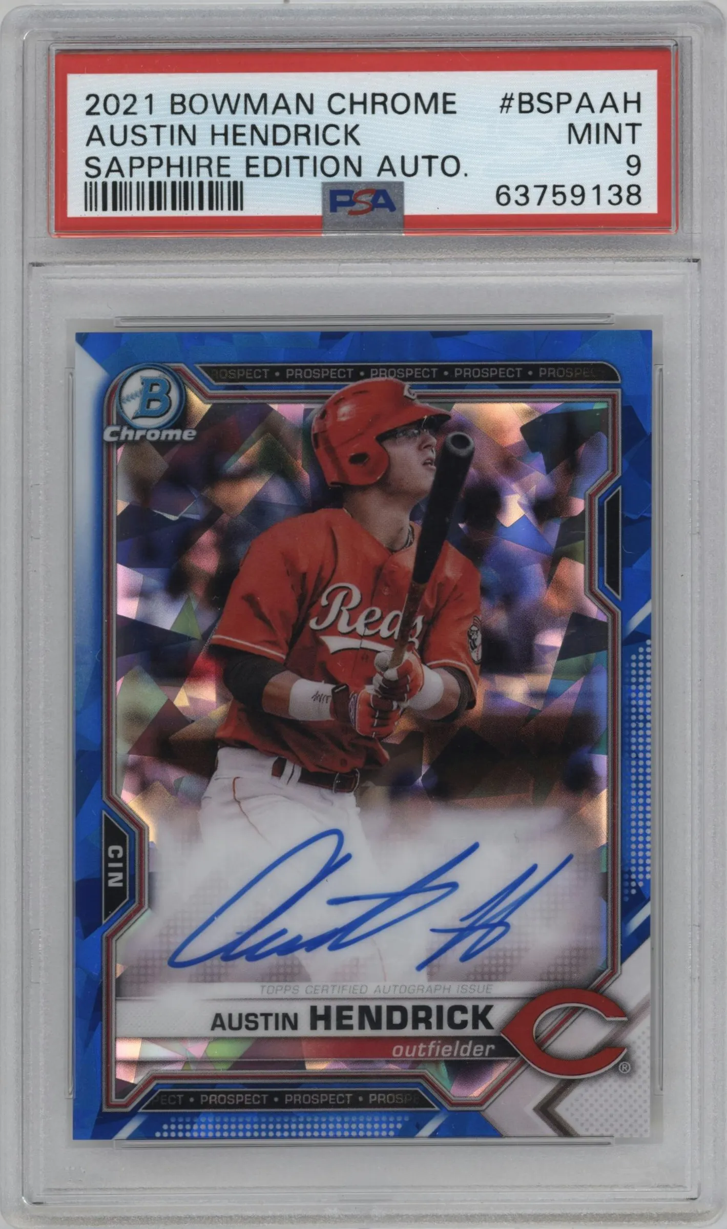 2021 Bowman Sapphire Edition Chr.Pros.Auto Austin Hendrick #BSPA-AH PSA 9