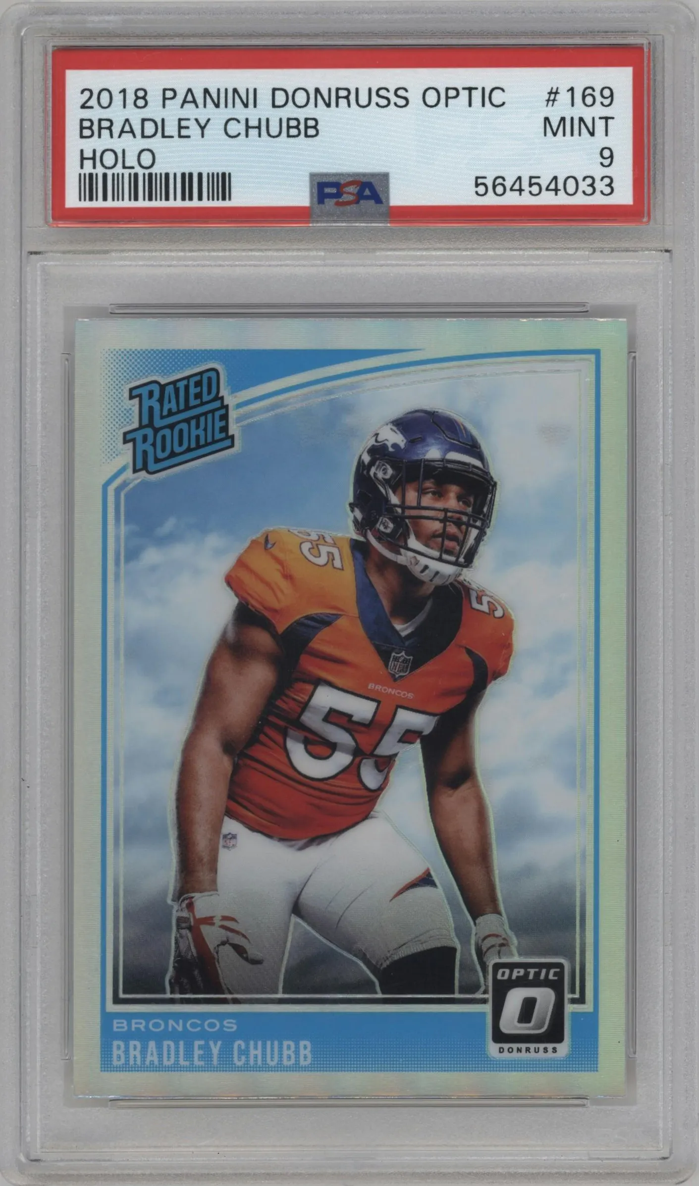2018 Panini Donruss Optic Rated Rookie Bradley Chubb Holo #169 PSA 9