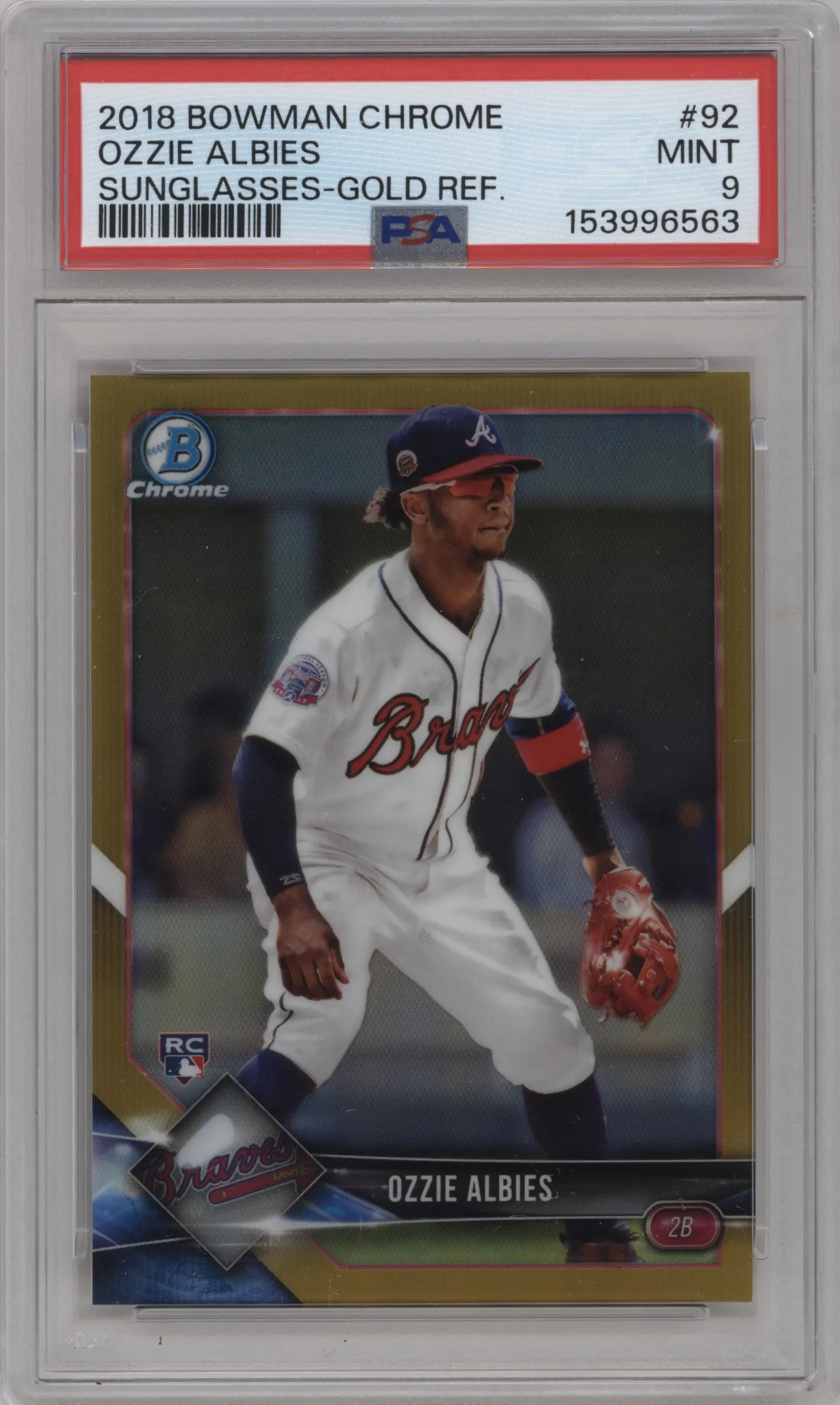 2018 Bowman Chrome Ozzie Albies Gold Refractor #92 PSA 9