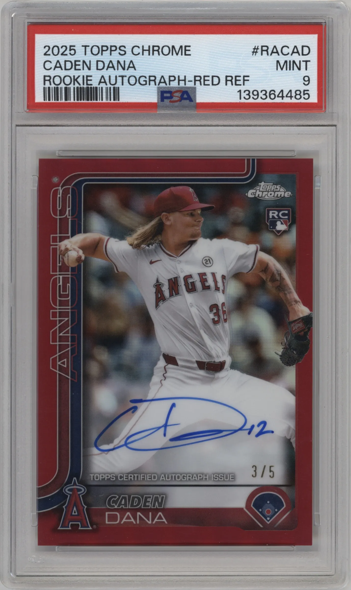 2025 Topps Chrome Rke.Auto Caden Dana Red Refractor #RA-CAD PSA 9