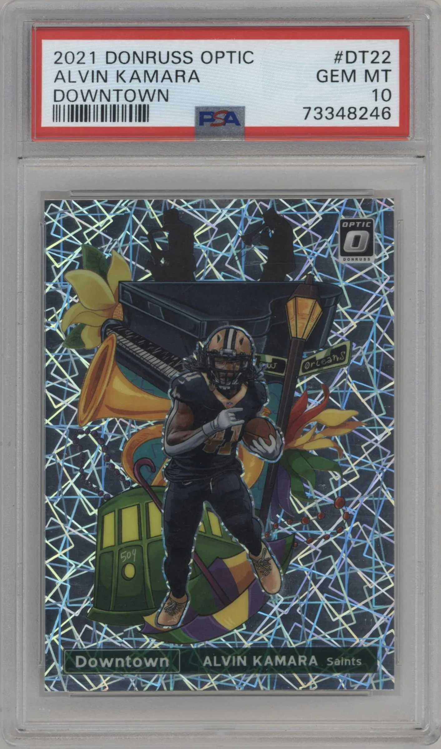 2021 Panini Donruss Optic Downtown Alvin Kamara #DT-22 PSA 10