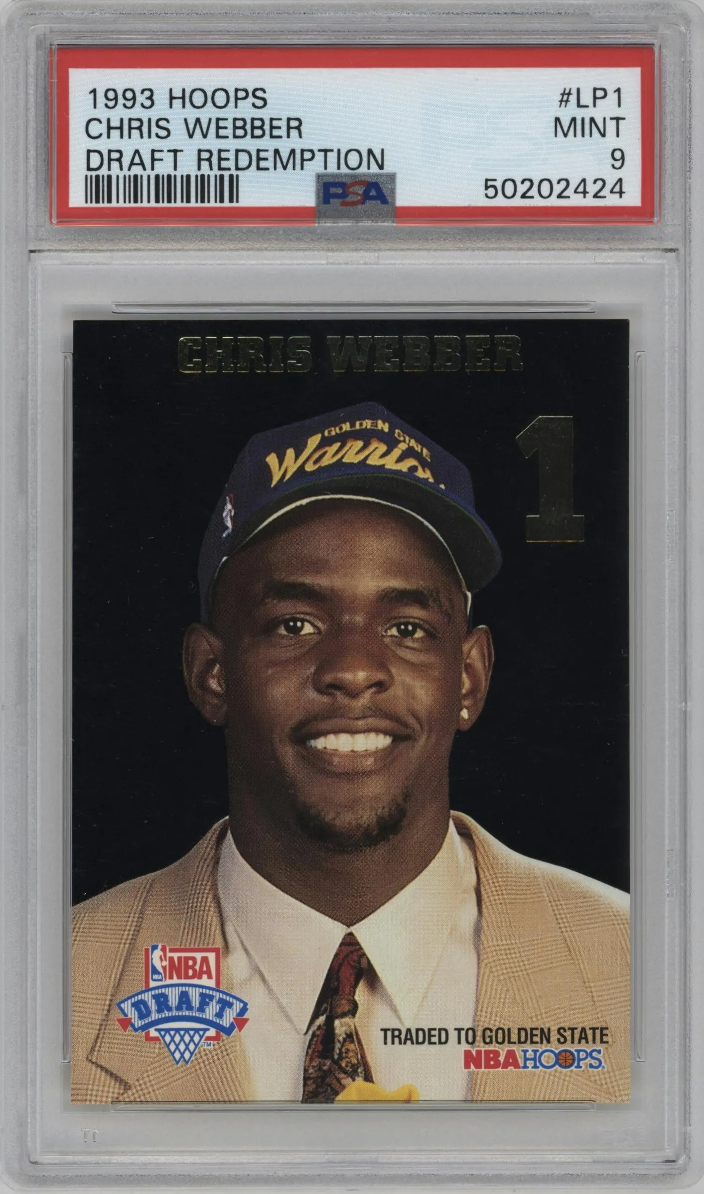 1993 NBA Hoops Draft Lottery Pick Exchange Chris Webber #LP1 PSA 9