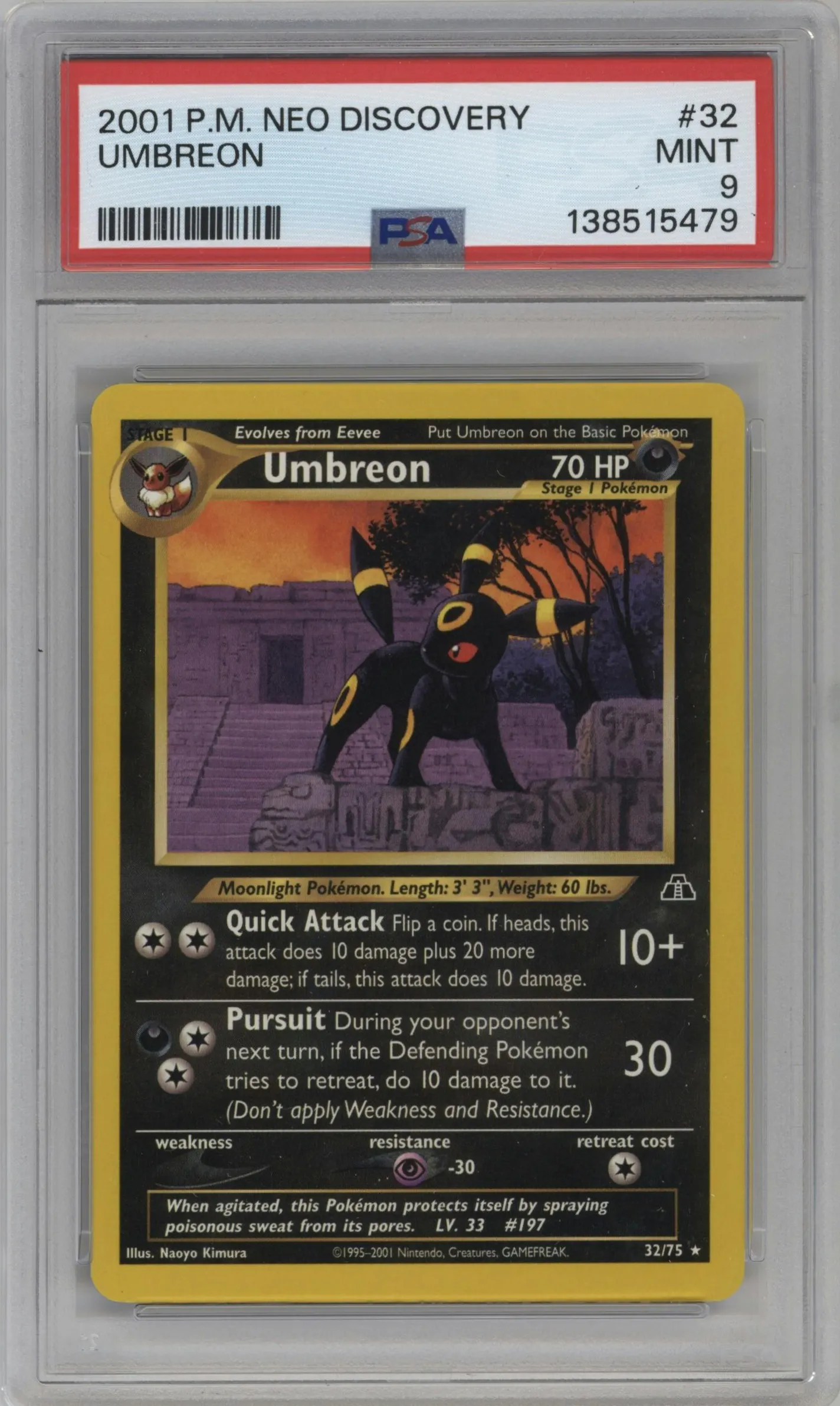 2001 Pokemon Neo Genesis Neo Discovery Umbreon #32 PSA 9
