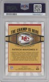 Patrick Mahomes II from the 2020 Panini Donruss set graded by PSA and given an overall grade of 10.
