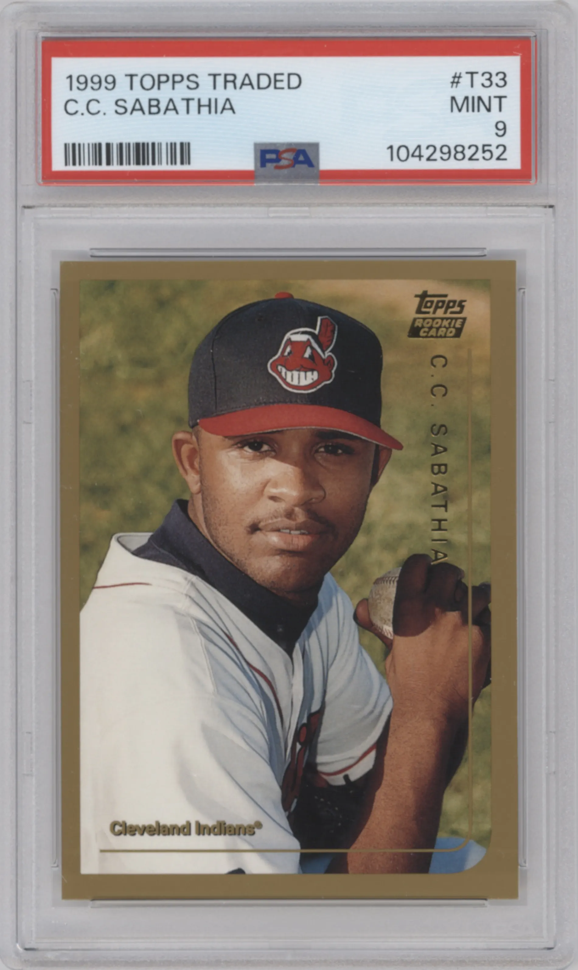 C.C. Sabathia from the 1999 Topps Traded set graded by PSA and given an overall grade of 9.