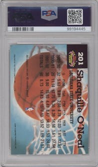 Shaquille O'neal from the 1992-93 Topps Stadium Club set graded by PSA and given an overall grade of 10.