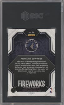 Anthony Edwards  from the 2022-23 Panini Prizm  set featuring a Silver parallel graded by SGC and given an overall grade of 9.