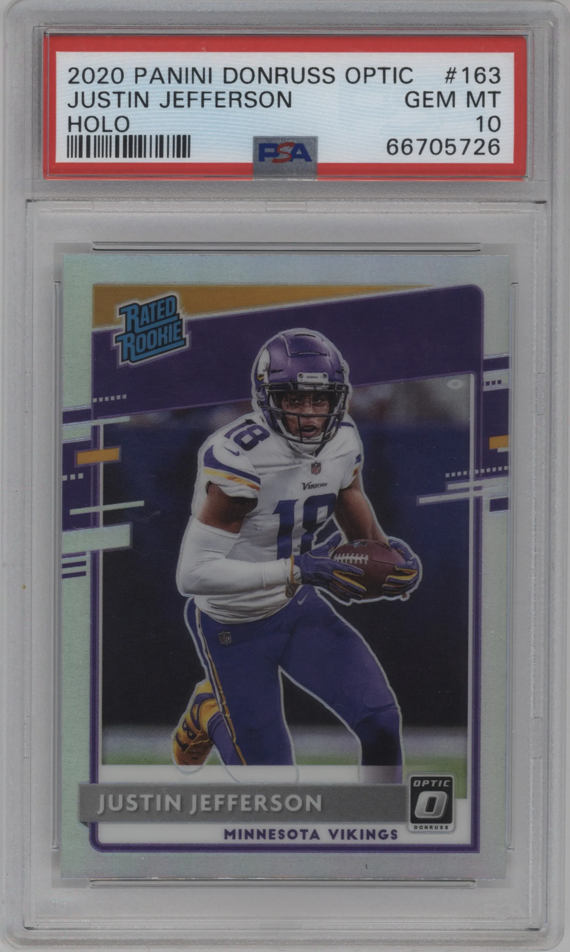 2020 Panini Donruss Optic Rated Rookie Justin Jefferson Holo PSA 10