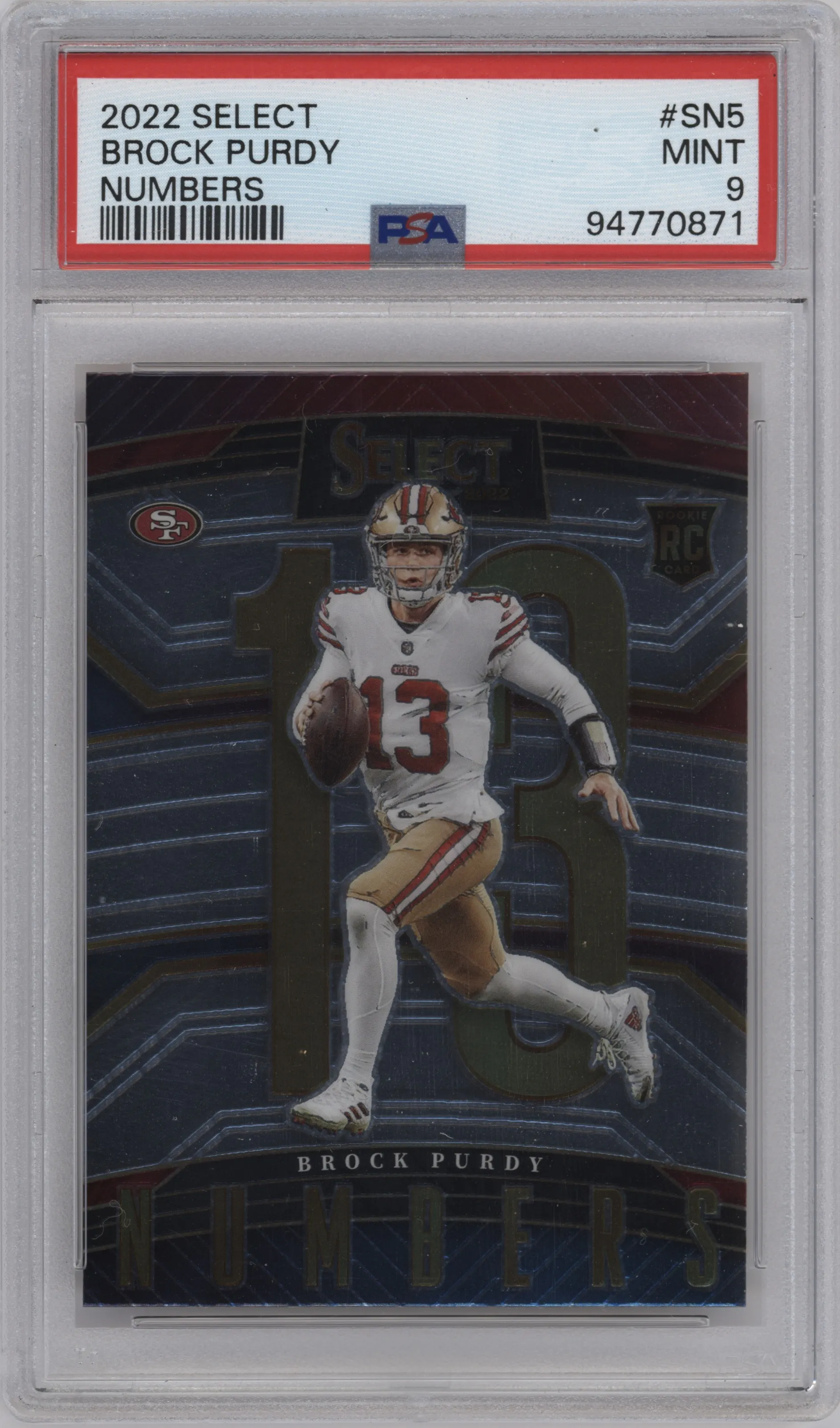 2022 Panini Select Numbers Brock Purdy #SN-5 PSA 9