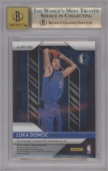 Luka Doncic from the 2018-19 Panini Prizm set graded by Beckett and given an overall grade of 9.5.