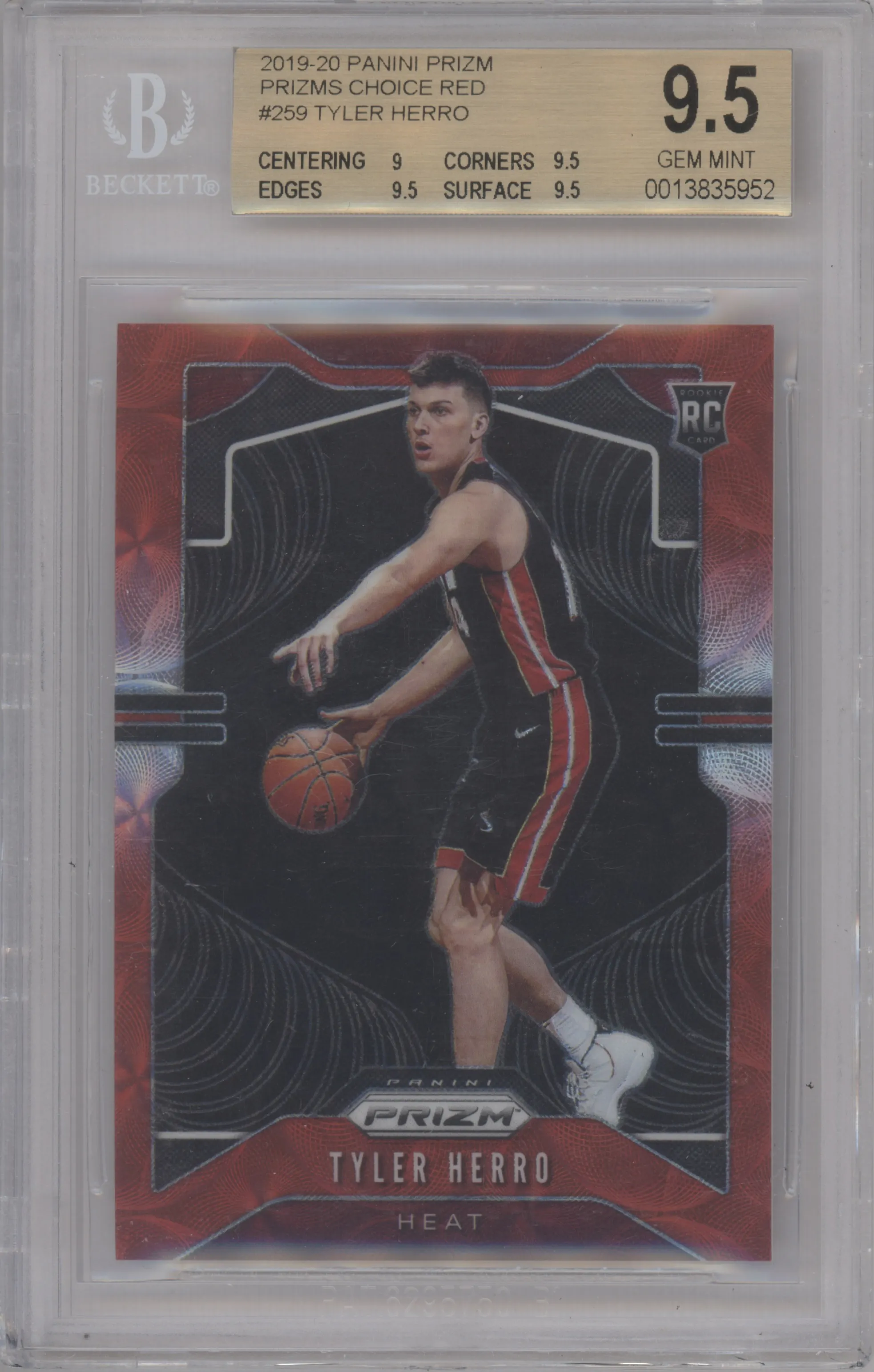 2019 Panini Prizm Tyler Herro Choice Red BGS 9.5