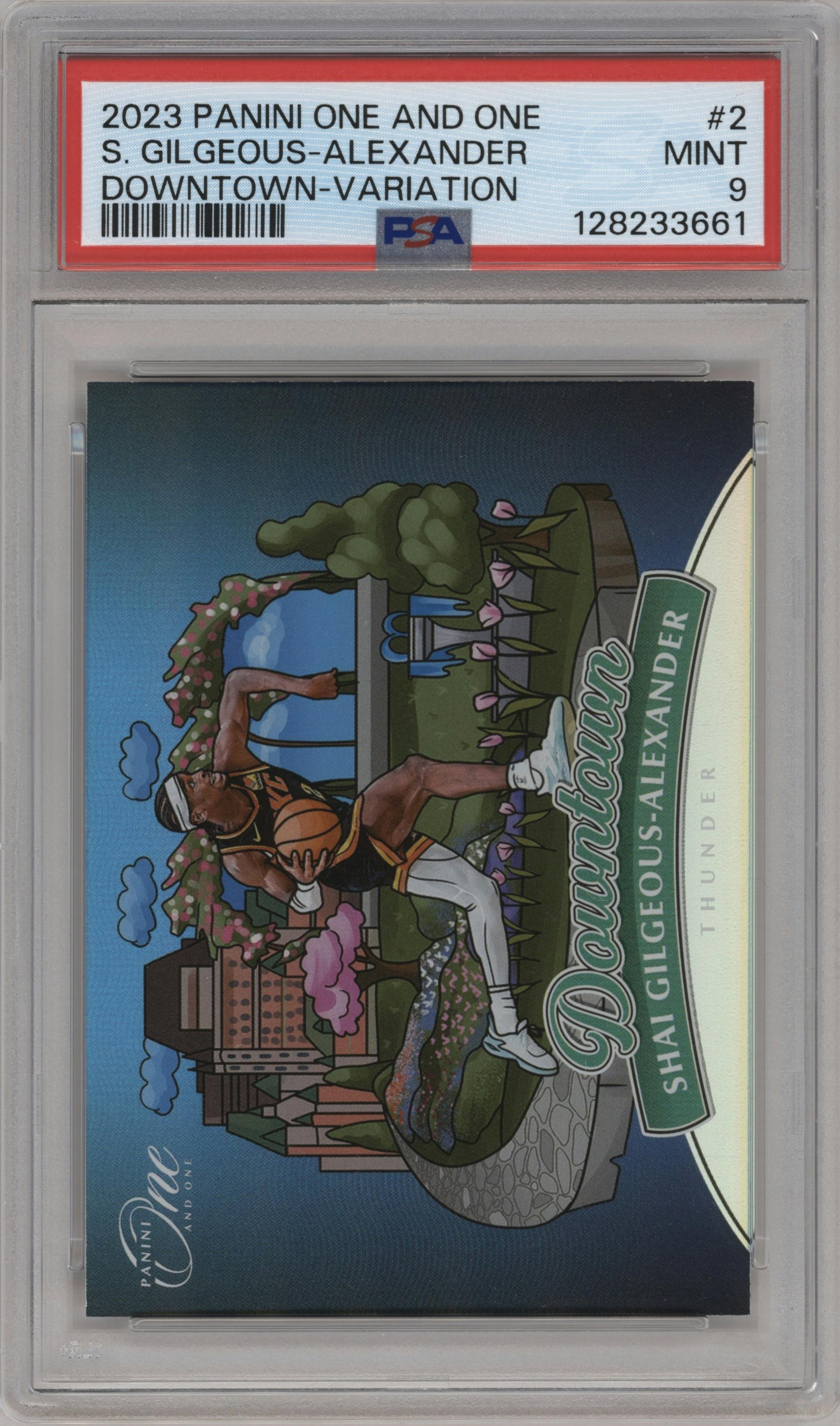 Shai Gilgeous-Alexander from the 2023-24 Panini One and One set graded by PSA and given an overall grade of 9.