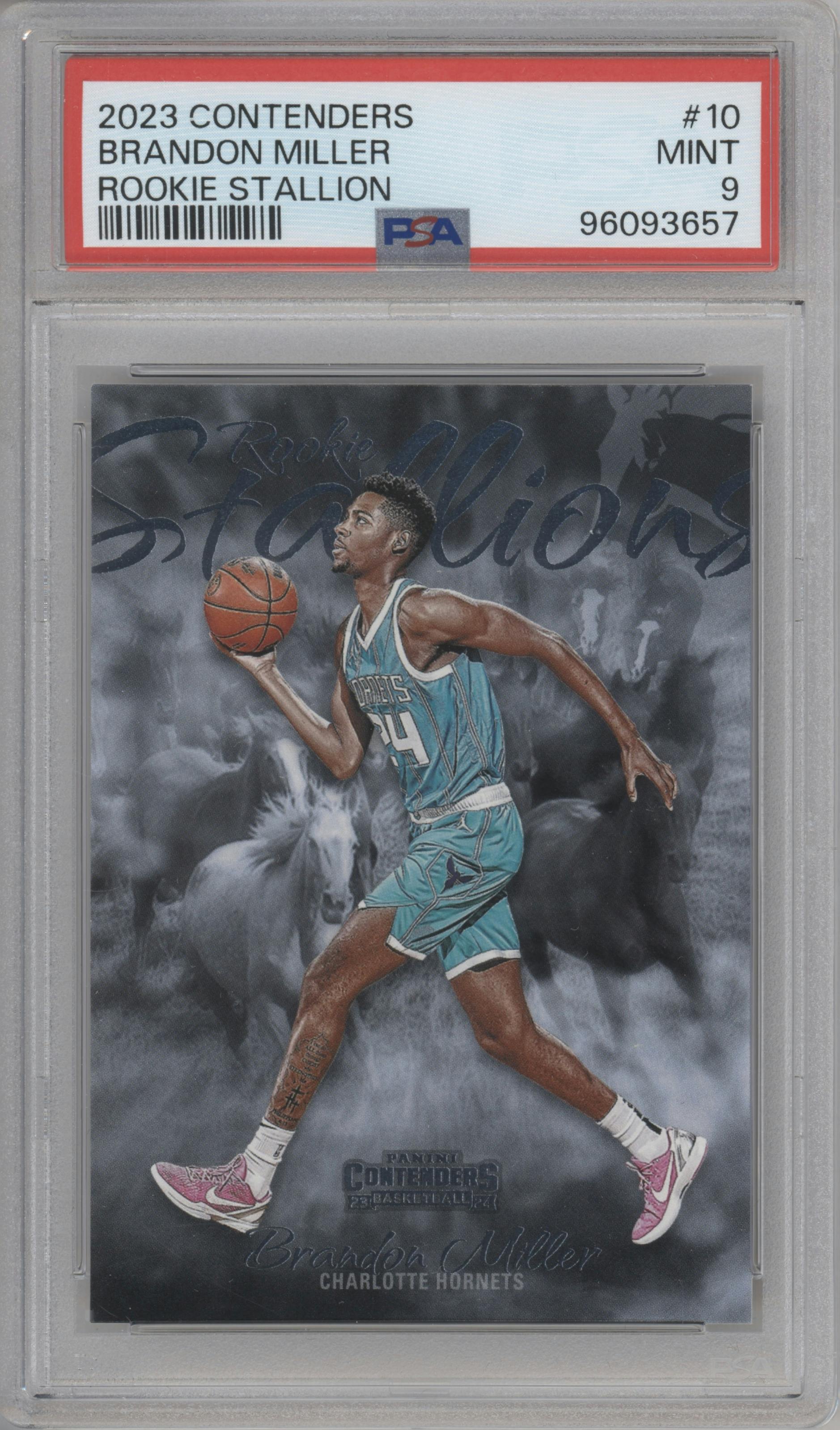 Brandon Miller from the 2023-24 Panini Contenders set graded by PSA and given an overall grade of 9.