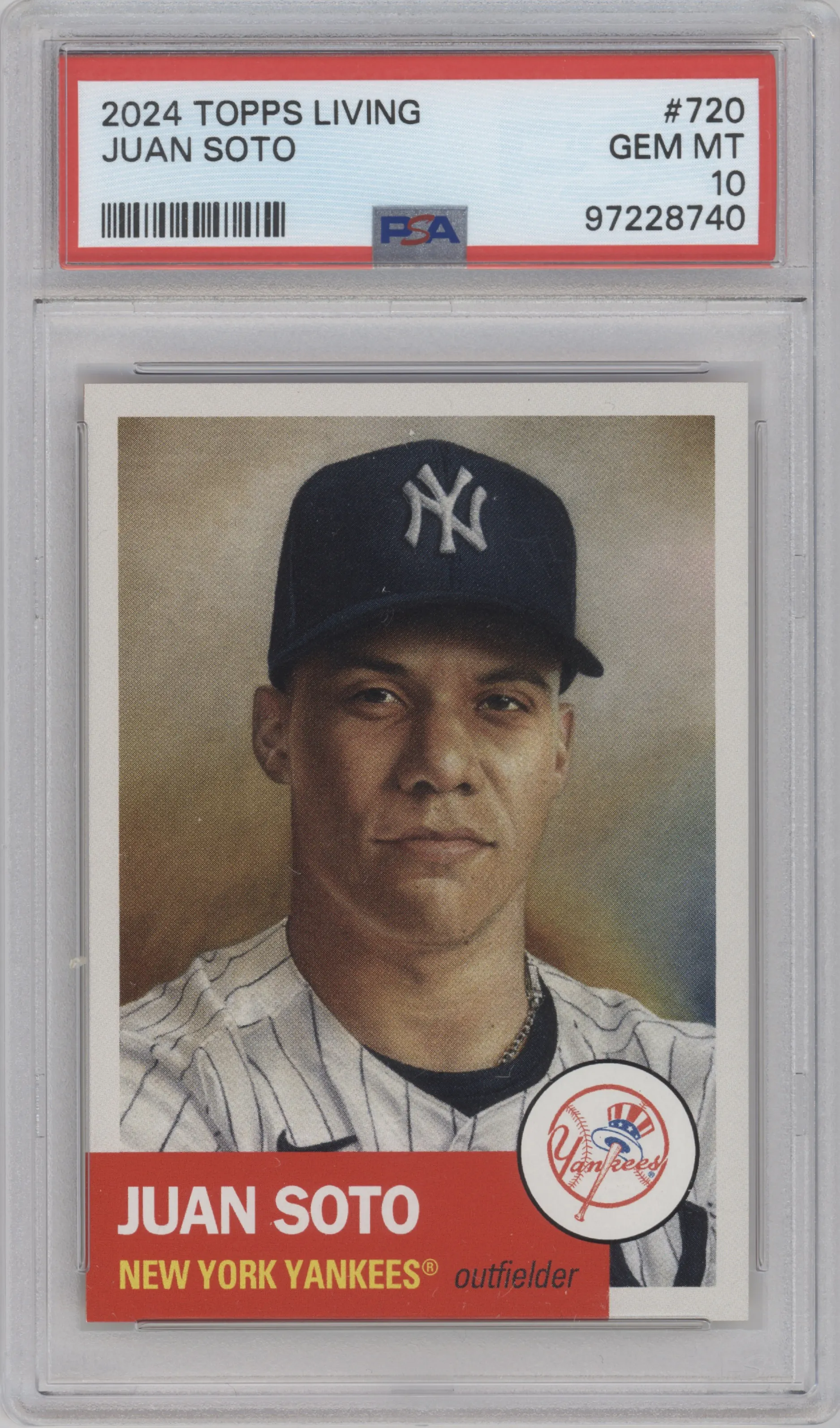 Juan Soto from the Ultimate Topps Living Set   set graded by PSA and given an overall grade of 10.