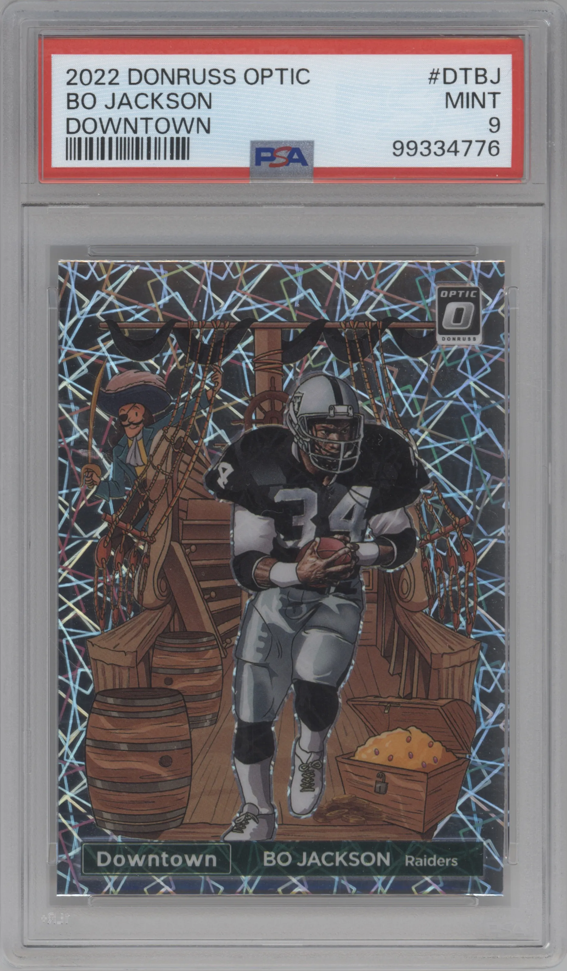 Bo Jackson from the 2022 Panini Donruss Optic set graded by PSA and given an overall grade of 9.