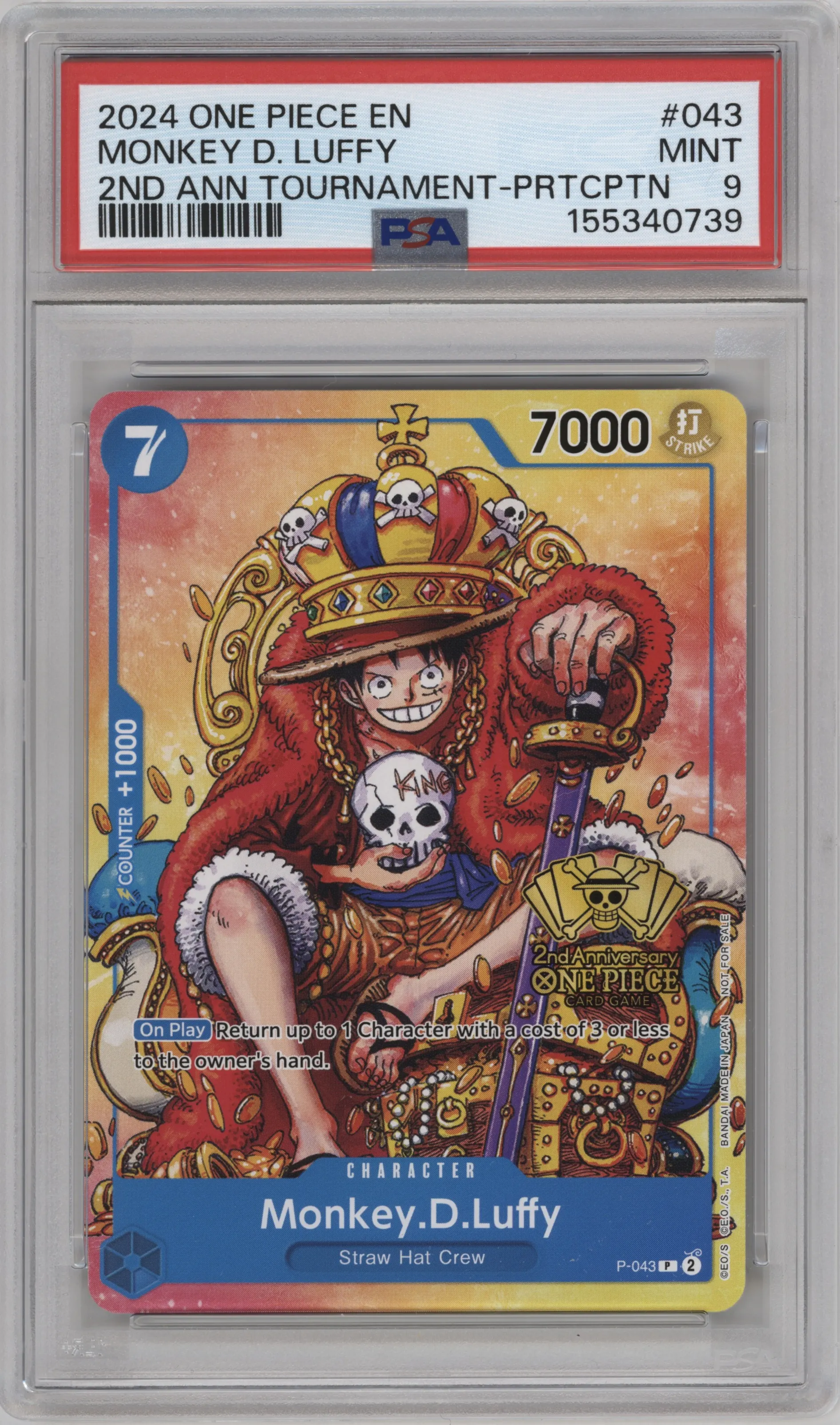 2024 One Piece 2nd Anniv.Stamped Promo Monkey.D.Luffy P #P-043 P PSA 9