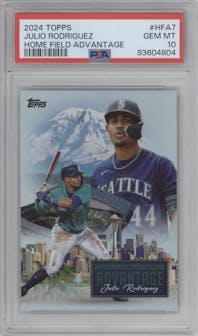 Julio Rodriguez from the 2024 Topps  set graded by PSA and given an overall grade of 10.