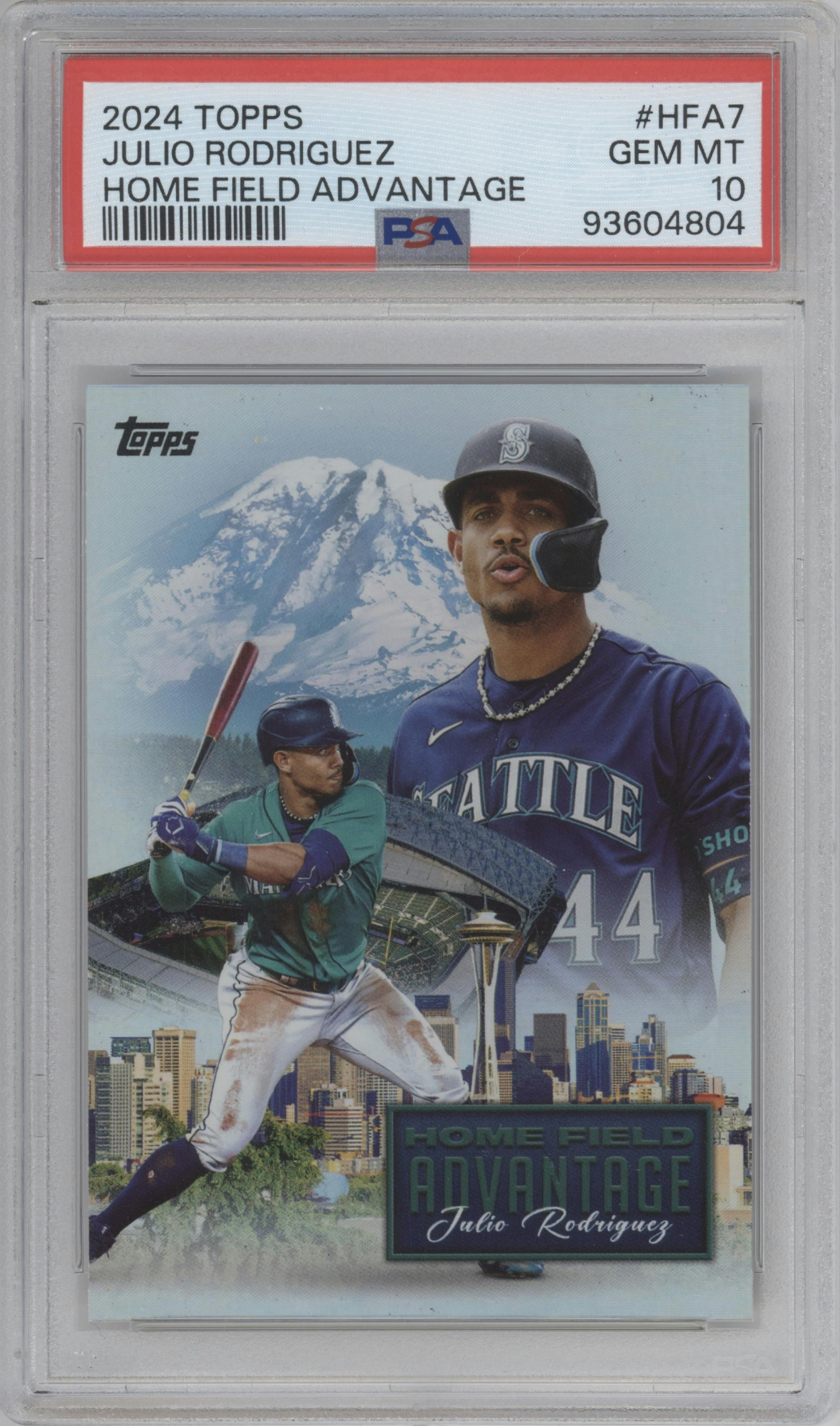 Julio Rodriguez from the 2024 Topps  set graded by PSA and given an overall grade of 10.