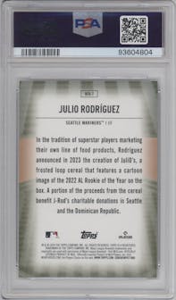 Julio Rodriguez from the 2024 Topps  set graded by PSA and given an overall grade of 10.