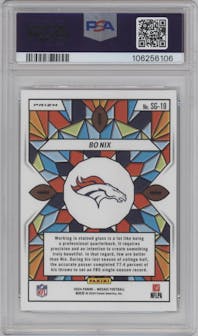 Bo Nix from the 2024 Panini Mosaic set graded by PSA and given an overall grade of 10.