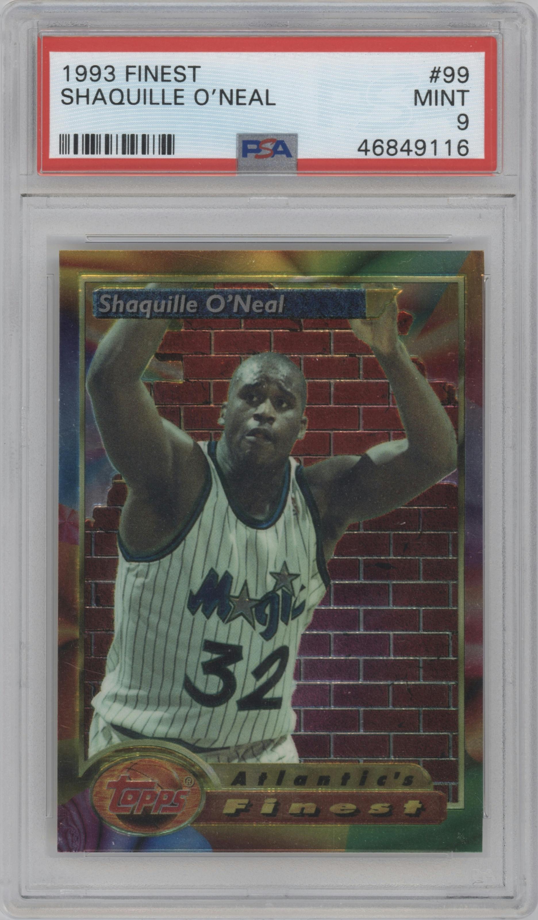 Shaquille O'Neal from the 1993-94 Topps Finest  set graded by PSA and given an overall grade of 9.