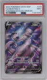 Mewtwo V from the 2022 Pokemon SWSH set featuring a Pokemon Go Elite Trainer Box parallel graded by PSA and given an overall grade of 9.