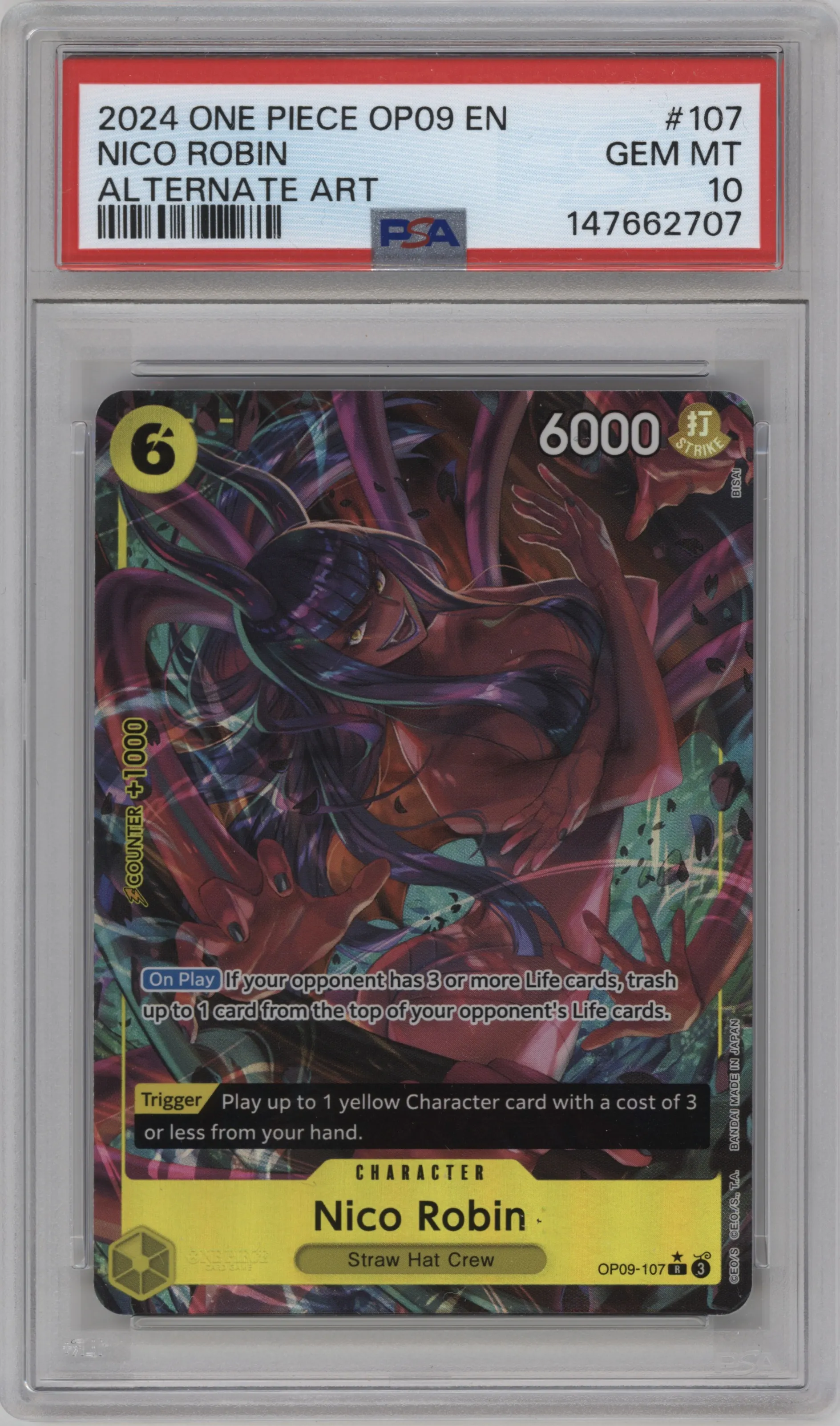 2024 One Piece Emperors in the New World Nico Robin Alternate Art PSA 10