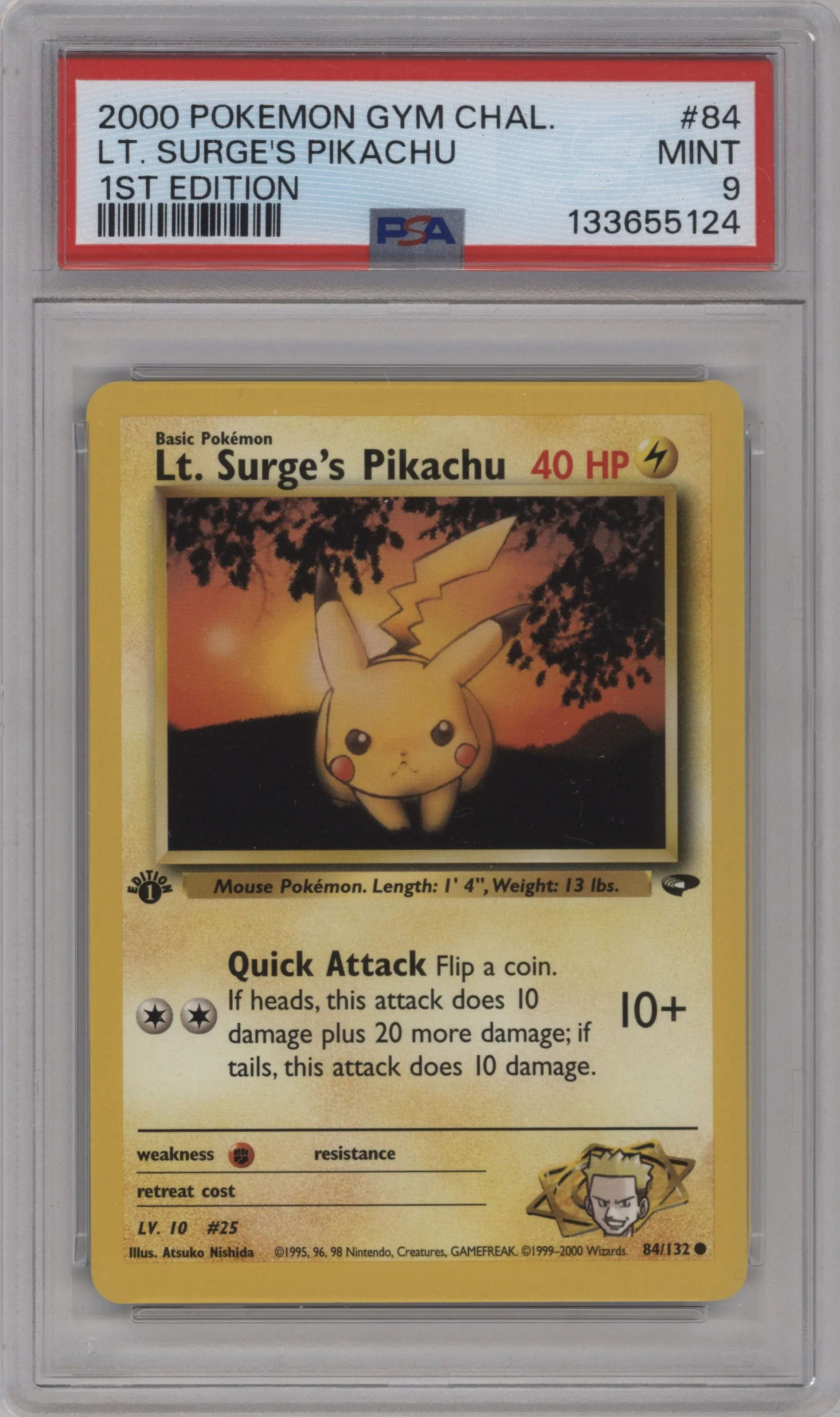 2000 Pokemon GH Gym Challenge Lt. Surge's Pikachu #84 PSA 9